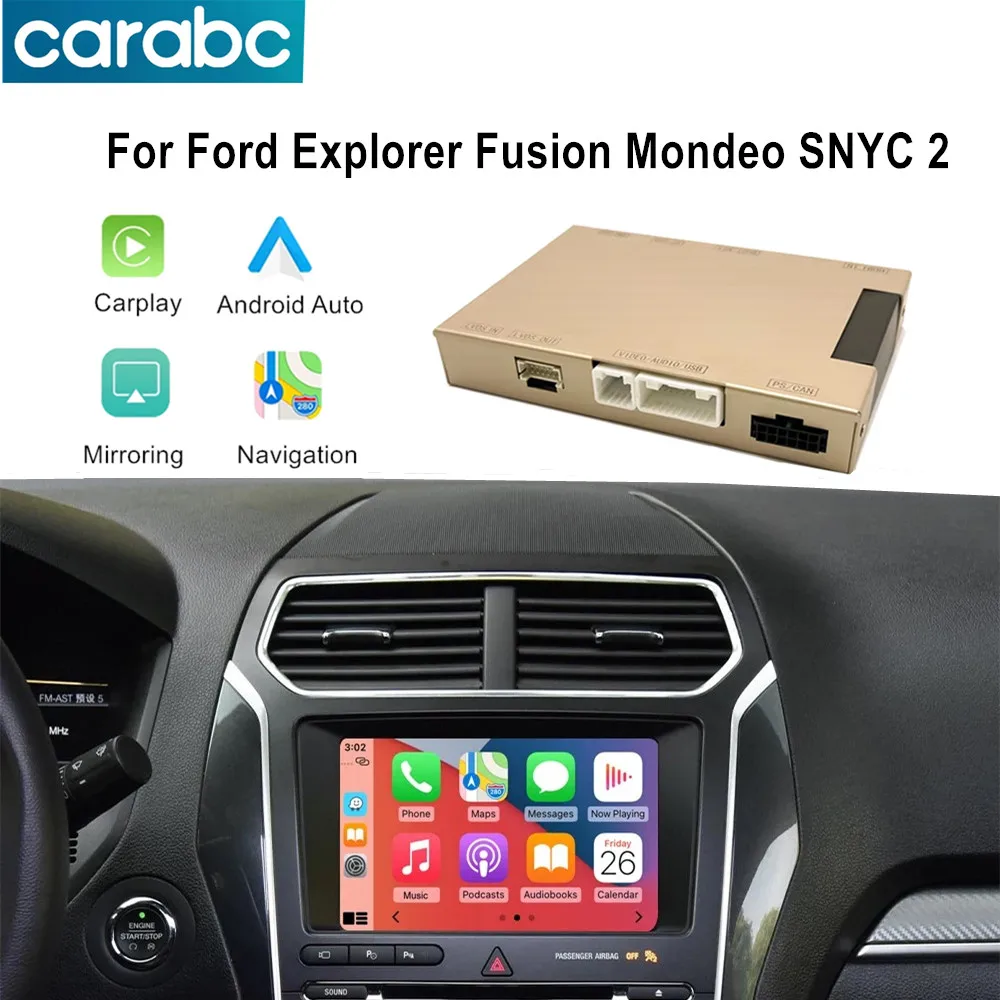 CARABC CarPlay اللاسلكي لسيارة Ford Explorer Fusion Mondeo مع نظام Sync 2 Android Auto Mirror Link AirPlay Car Play #1