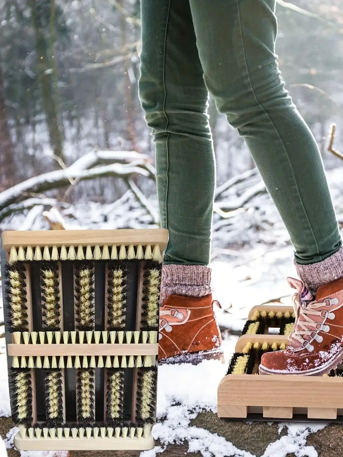 Brosse grattoir pour bottes – Tapis d'épurateur de porte plate, nettoyeur de chaussures et de bottes tous temps, élimine la neige, tapis de porte grattoir pour bottes en boue pour l'extérieur