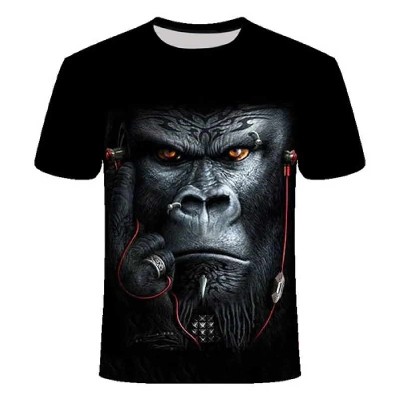 3D Print Men\'s T-shirt Funny Monkey Casual Animal New T Shirts for Men Oversized Prints Short Sleeve Y2k Tops Hip Hop Streetwear