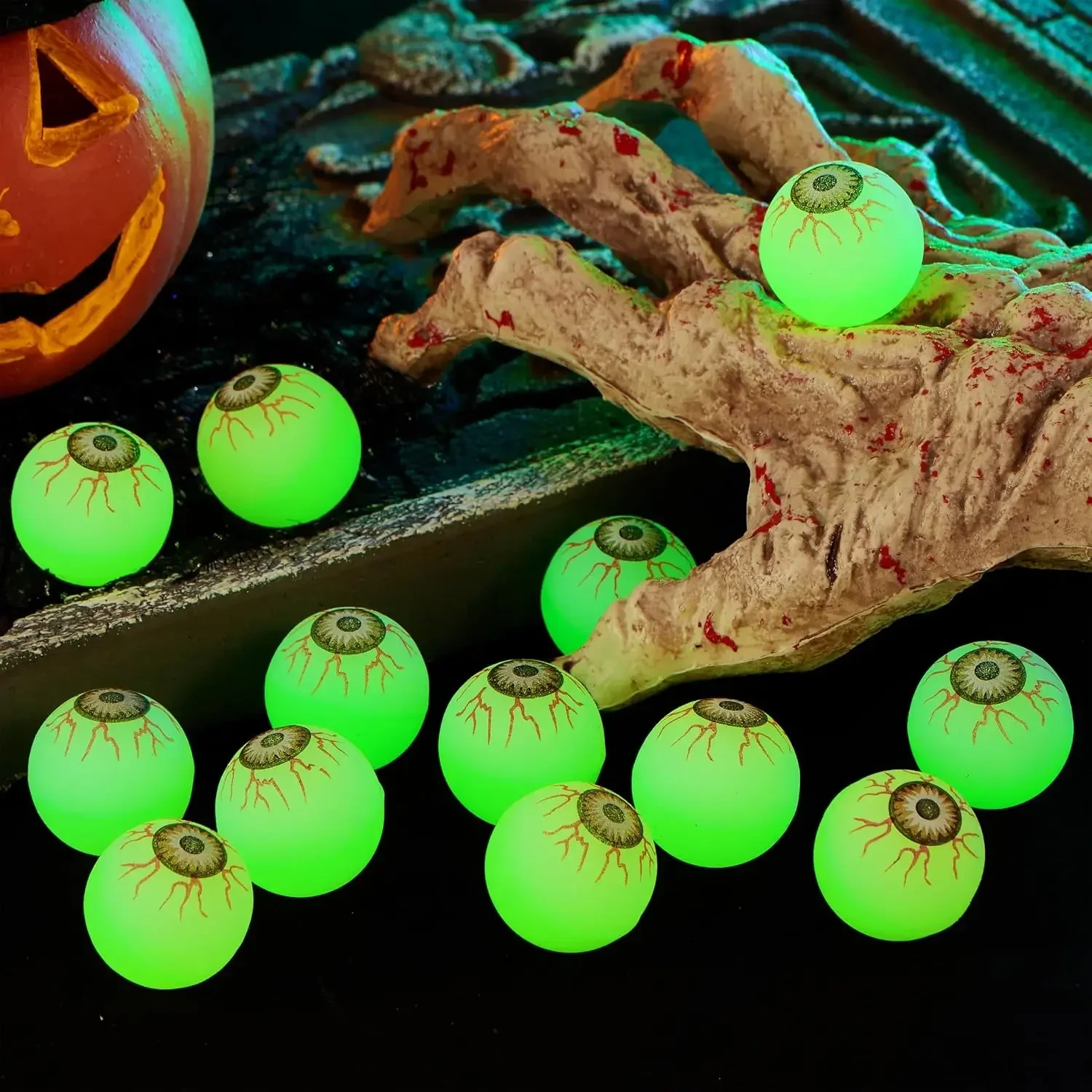 Großhandel Leuchtende im Dunkeln Springbälle Dekoration Geisterhaus Horror-Requisiten Haushalt Halloween-Party Leuchtende Kunstaugen – Detail 8