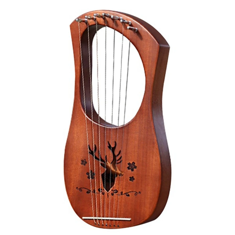 7-String Lyre Harp Mahogany Solid Wooden Metal Strings Stringed Instruments