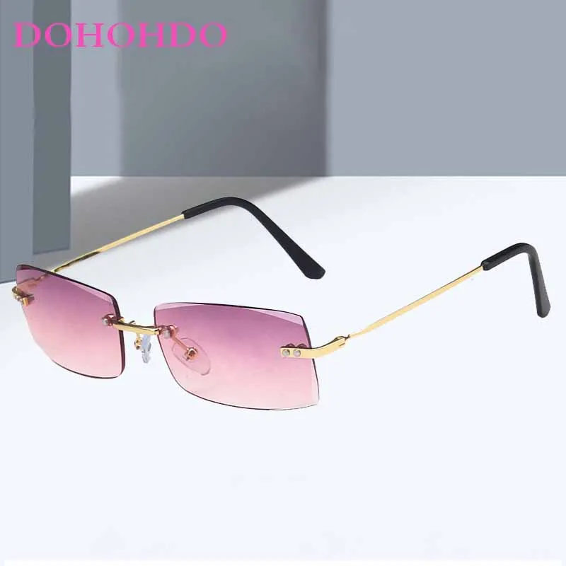 

Retro Metal Small Square Rimless Women Man Sunglasses Luxury Brand Designer Sunglasses Travel Driving Shades Unisex UV400 Очки