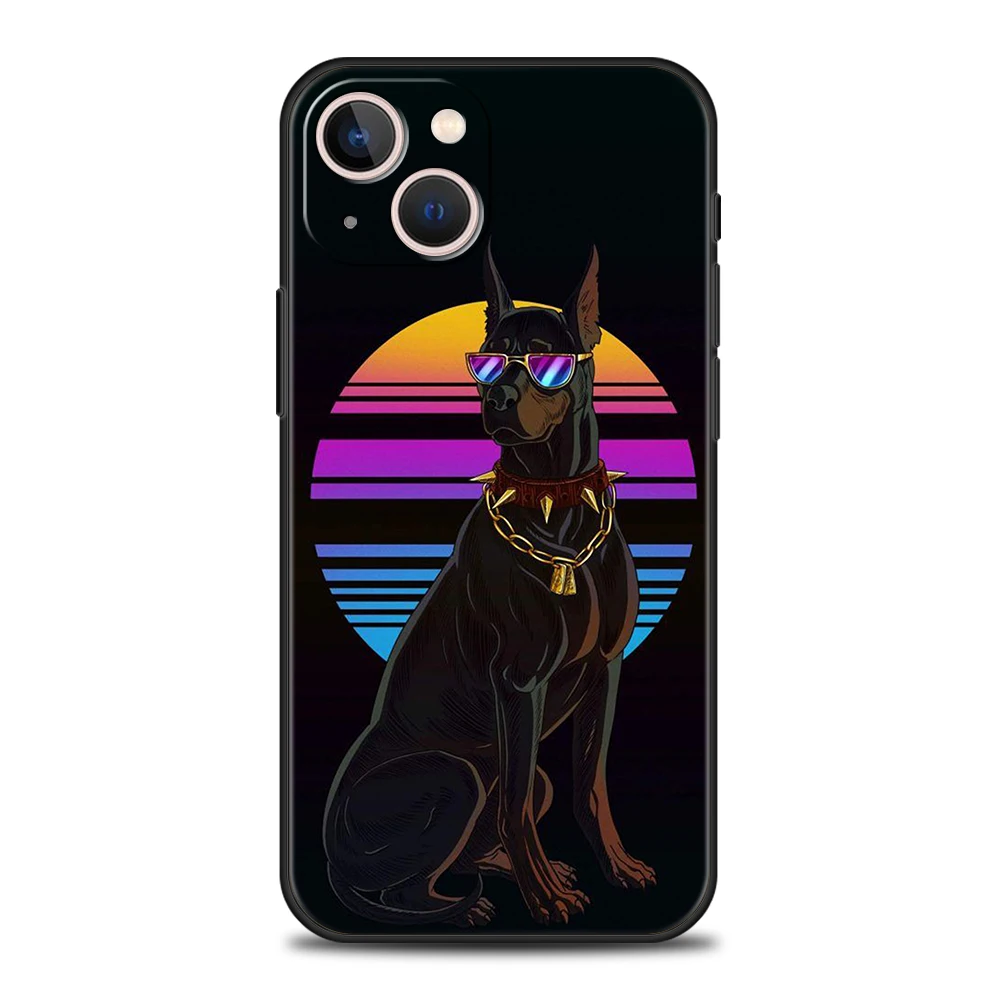 Doberman Dog Phone Case Cover for iPhone 16 15 14 13 12 Pro Max XR XS X 11 7 8 Plus Shockproof Silicone Soft Shell Capas Bags