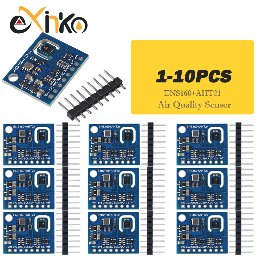 

1-10 шт. ENS160 + AHT21 датчик углекислого газа, CO2 eCO2 TVOC, датчик качества воздуха, температуры и влажности, замена CCS811 для Arduino