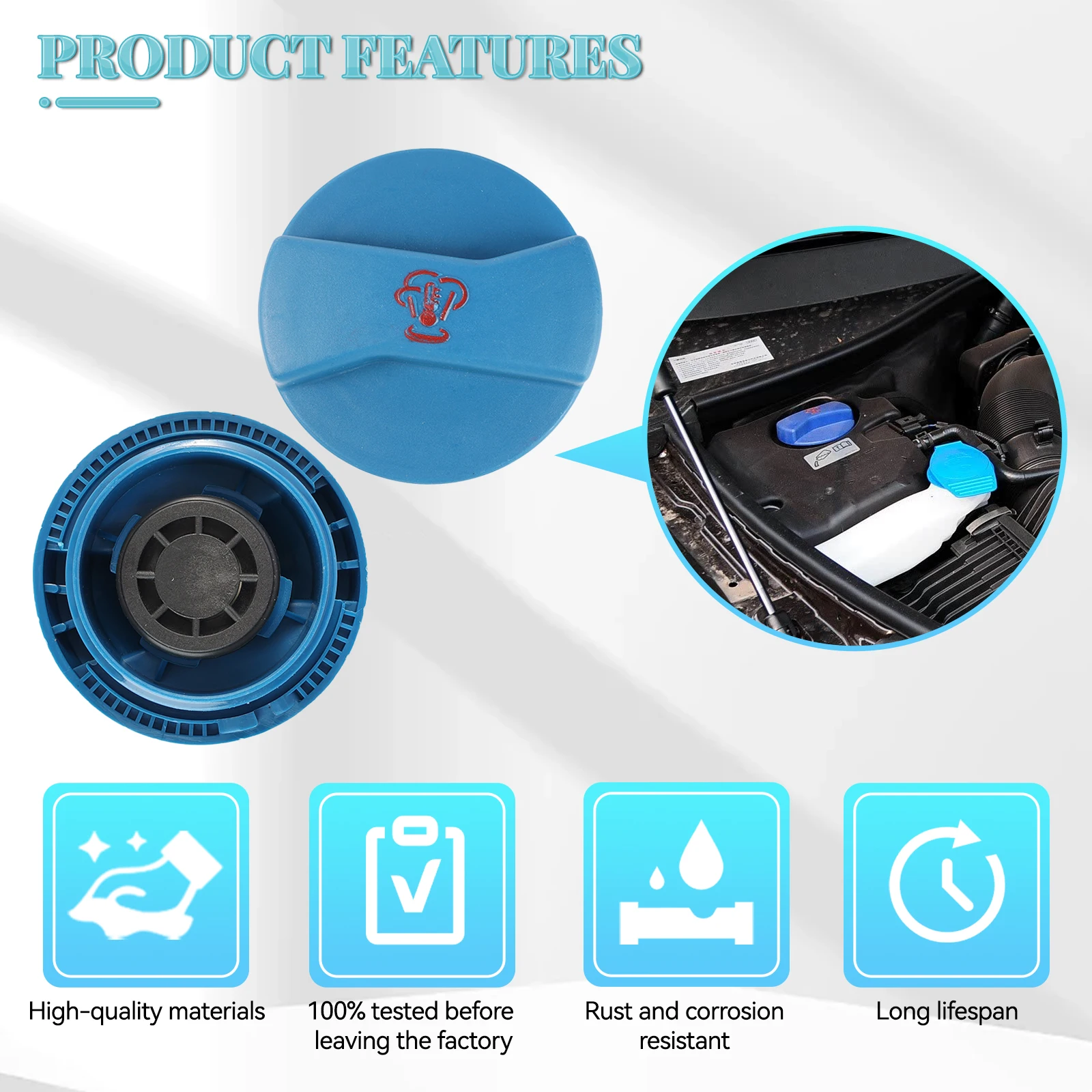 COOLANT EXPANSION HEADER OVERFLOW TANK CAP COVER 1J0121321A 1J0121321B  For Audi A4 B5 A6 C5 A3 Q7 VW Golf IV Passat 3B Polo 9N view 6