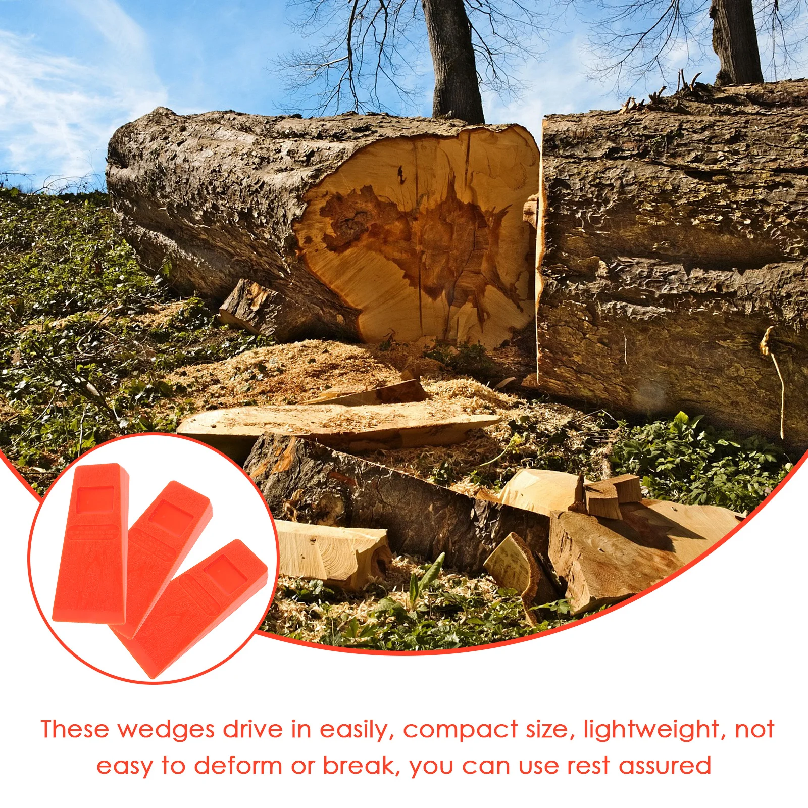

3Pcs Tree Felling Wedges Sturdy Plastic Chock Increased Friction Logging Supply Woodcutting Chock Tree Cutting Tools