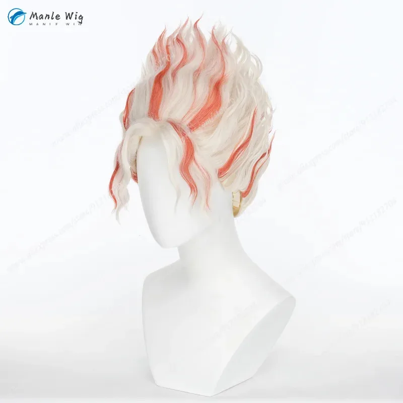 

Anime Okarun Occult Kun Cosplay Ken Takakura 32cm Red White Cruly Wigs Quality Heat Resistant Synthetic Hair + Rose Net