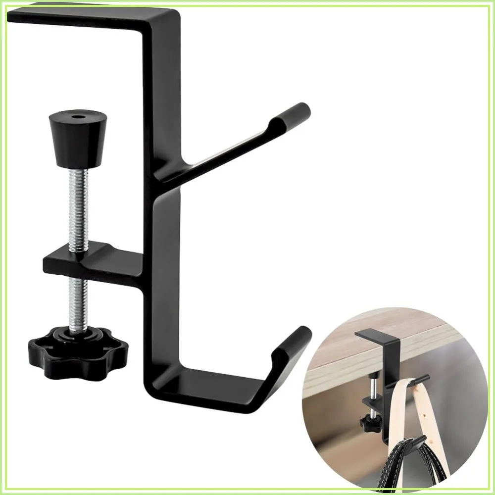 

Desk Mount Bag Holder Hook Clamp-On Backpack Hanger Portable Headphones Holder Reduce Desk Clutter for Table Desk Under Counter