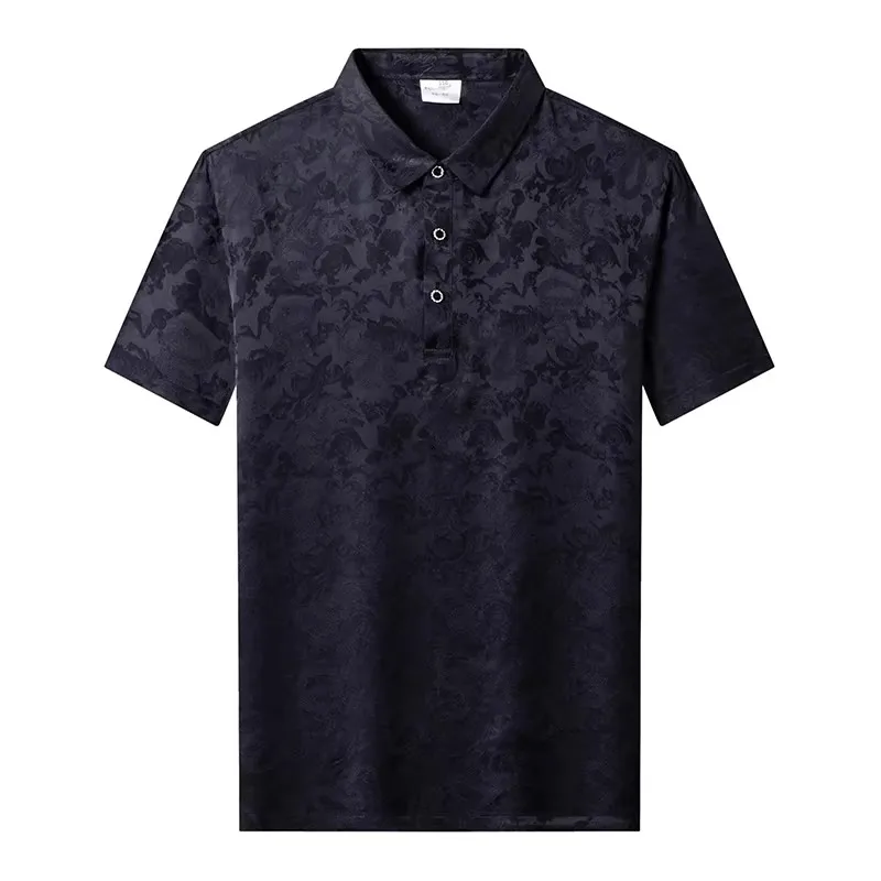 

Jacquard Luxurious Polo Shirts For Men Short Sleeve Silk Blends Summer Coolness Quality Skin-Friendly Handsome Camisas De Hombre