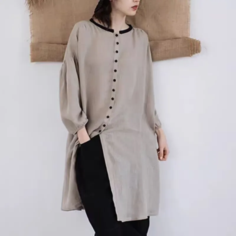 Ele Oversized Long Open Cardigan Spring Autumn Casual Sle Agel Faion Commute Wear Single Piece Medium Weight