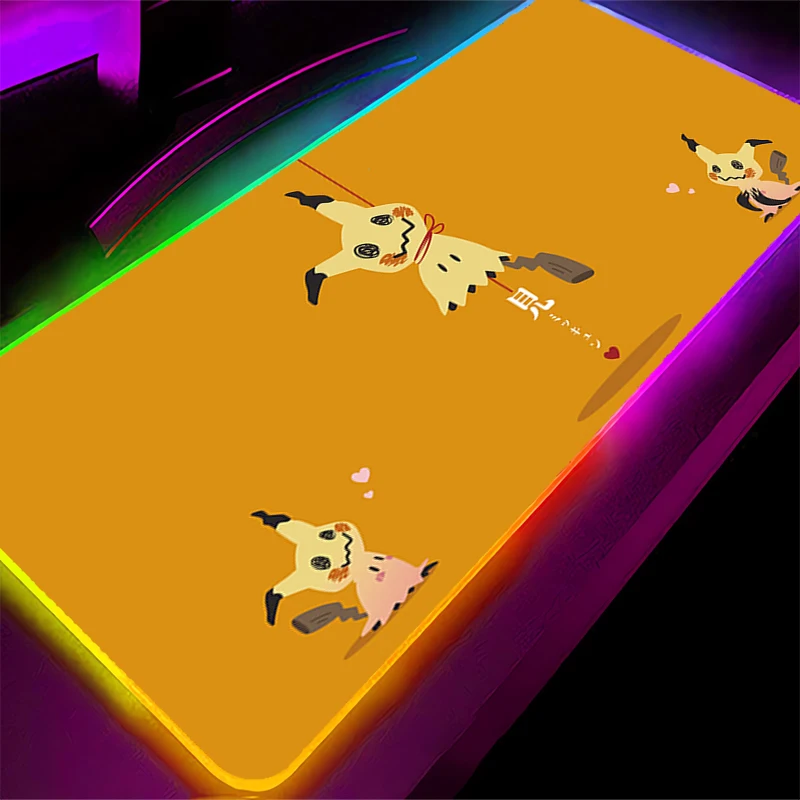 

Natural Rubber RGB Mouse Pad Gaming Accessories LED Keyboard Desk Mat Gamer Carpet Pokemon Mimikyu Mousepad Backlight Mouse Mats