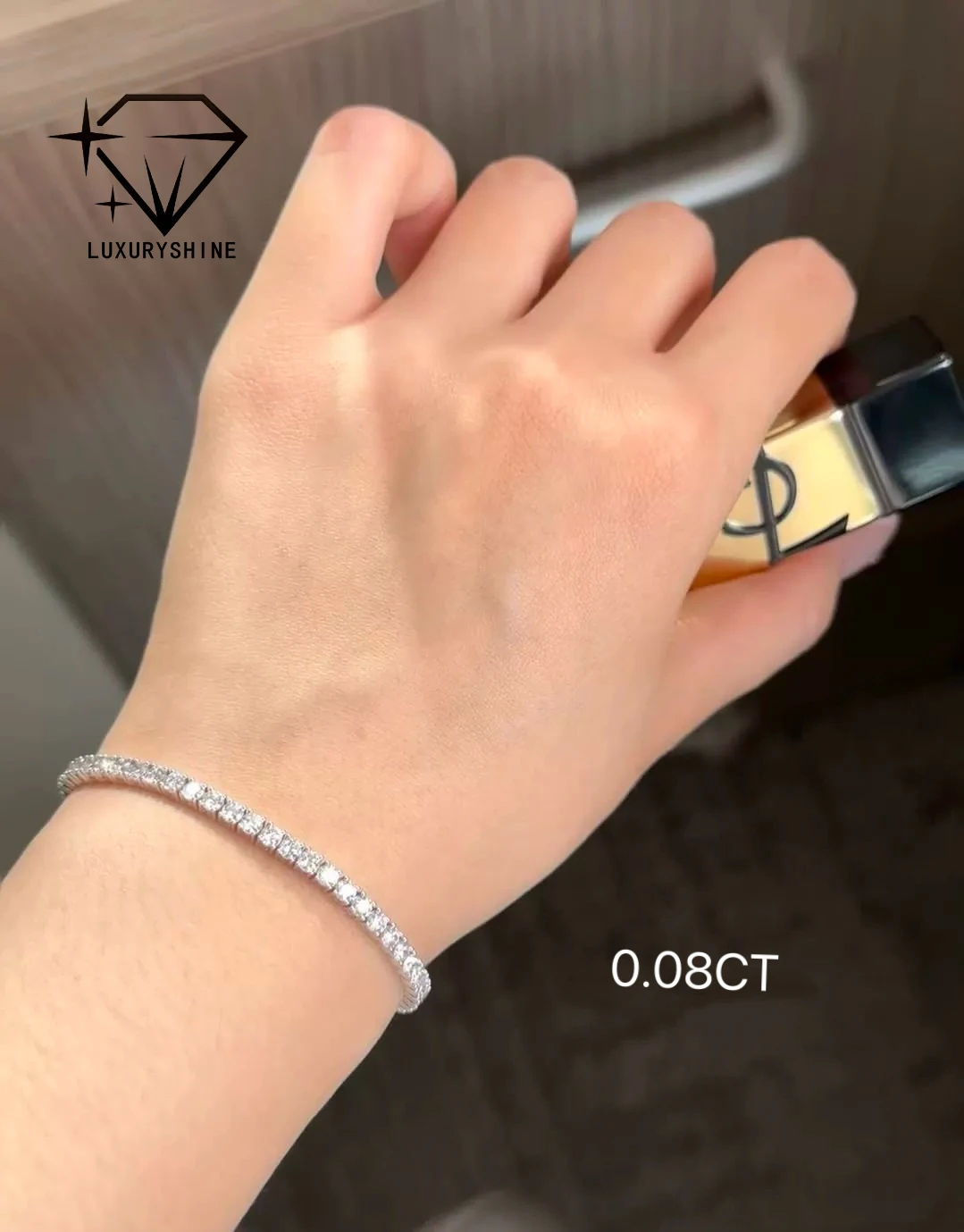 

LuxuryShine 18-каратное белое золото, выращенный в лаборатории браслет с бриллиантами VVS-VS1, теннисный браслет Clarity для женщин и мужчин, ювелирные изделия на заказ