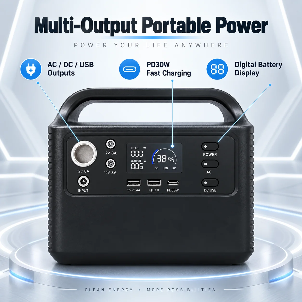 Portable Power Station 300W Camping - Generatore solare portatile da 300 W,