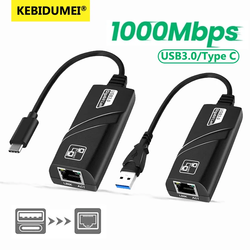 

Wired USB 3.0 To Rj45 Lan Ethernet Adapter 10/100/1000Mbp Type C Gigabit Ethernet Network Cable for PC Xiaomi MiBox Network Card