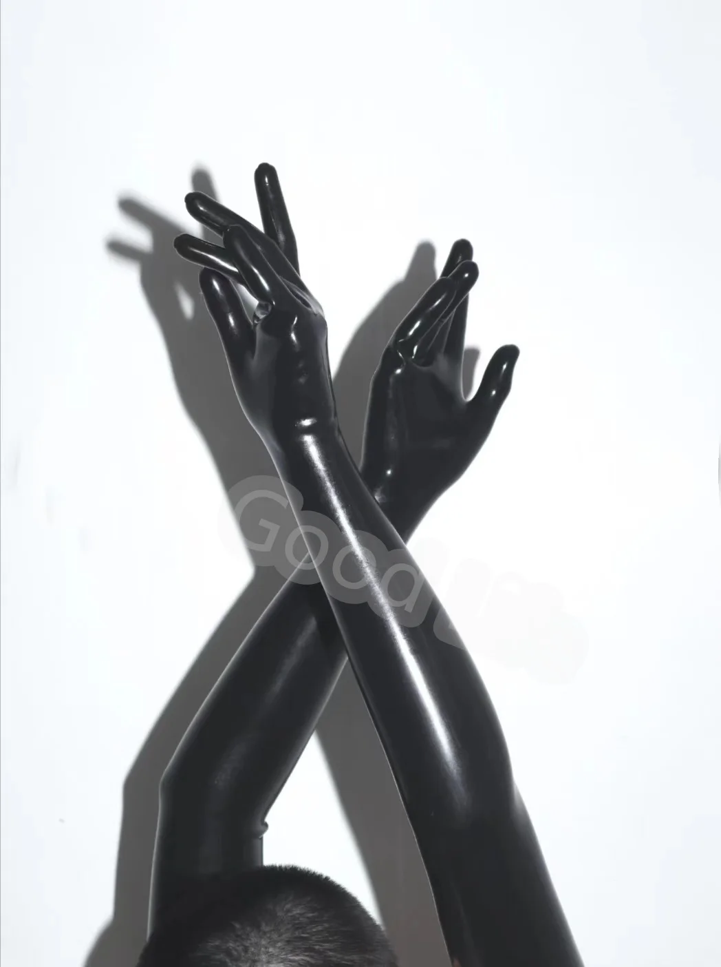 New Free shipping !!! Hot Wrist seamless black / red latex opera long latex gloves fetish latex gloves