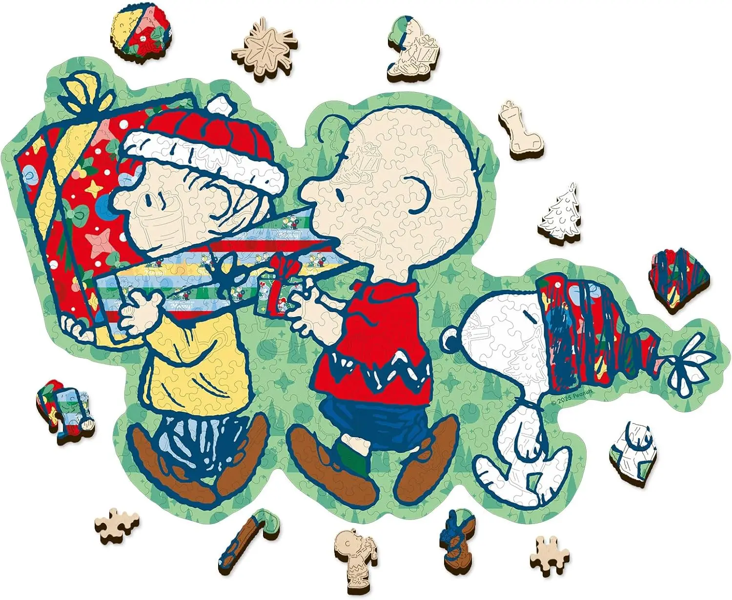 peanuts-christmas-puzzles-for-adults-snoopy-300pc-unique-shape-charlie-brown-wooden-jigsaw-puzzles-official-licensed-merchandise