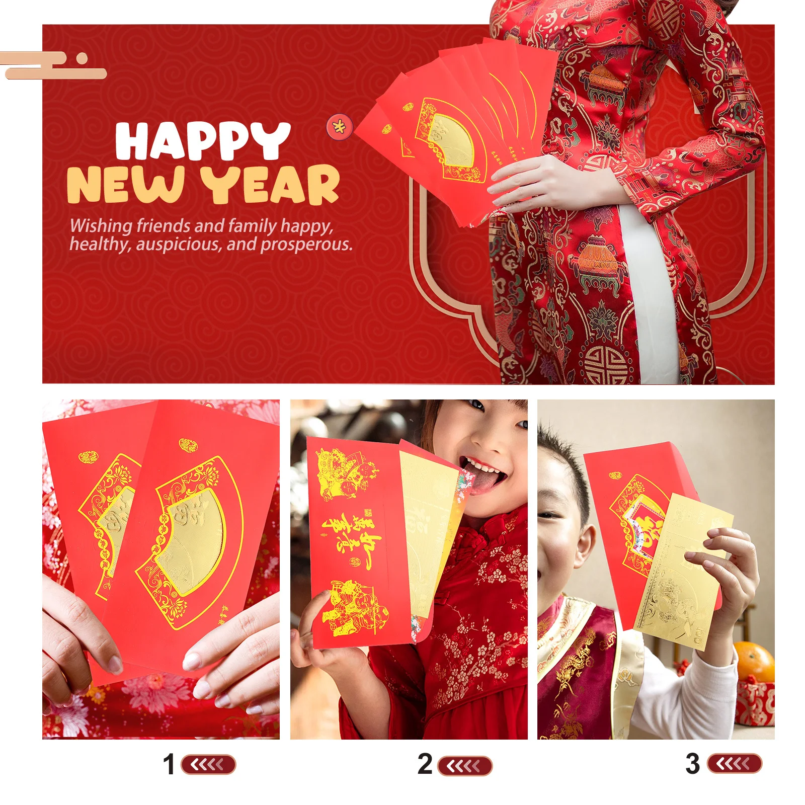 

10pcs Golden Rabbit Foil Commemorative Banknotes Chinese New Year Supplies Red Envelope Money Bag Festival Celebration Gift For