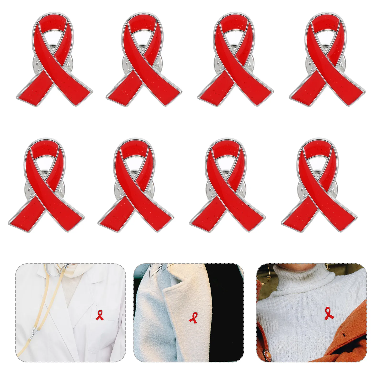 25Pcs Red Ribbon Awareness Brooches Bulk Awareness Lapel Pin for Preventive Care Campaigns Charity Organizations