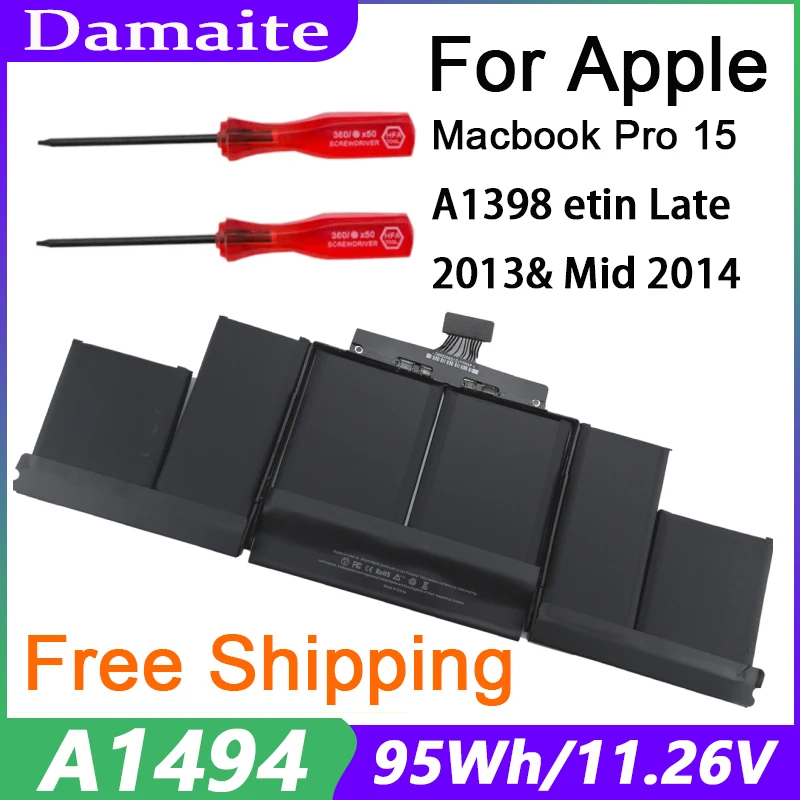 Imagem -01 - Bateria para Apple Macbook Pro Retina 15 A1398 Final 2013 Ano 2014 Ano Me293 Novo A1494 bateria para apple macbook pro retina 15 a1398 final 2013 ano 2014 ano me293 novo a1494 01
