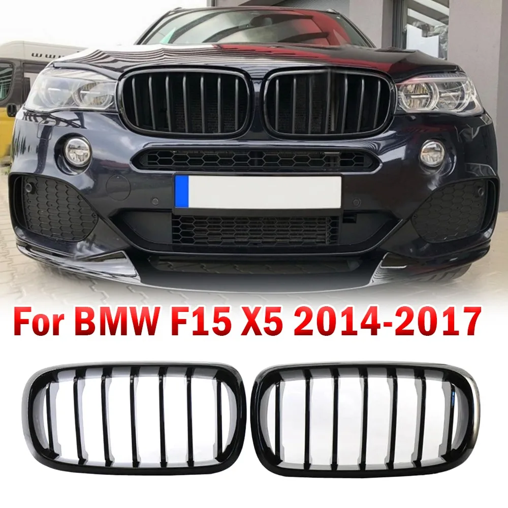 

For BMW X5 F15 X6 F16 X5M F85 X6M F86 2014-2018 2x Car ABS Grille Front Kidney Grill Single Line Style 51118056323 51118056324