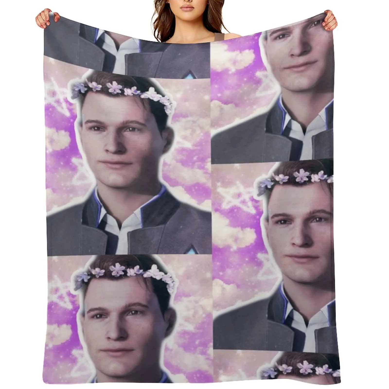 

Flowerboy Connor DBH Videogame Throw Blanket For Sofa Thin Fashion Sofas Luxury Designer Extra Large Throw Blankets