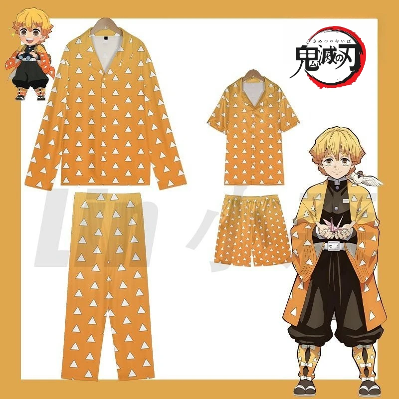 

Новый пижамный комплект аниме Demon Slayer Zenitsu Agatsuma-ночная рубашка с узором грома, домашняя одежда для косплея в стиле аниме, домашняя одежда, праздничный подарок