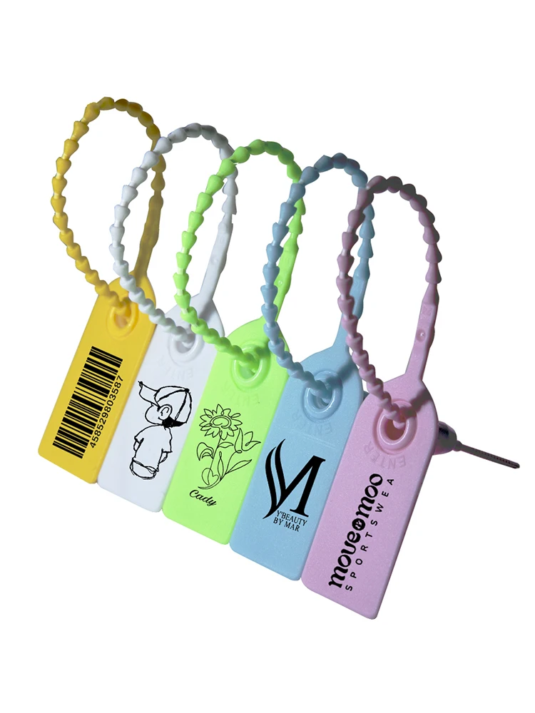 100Pcs Custom Hang Tag Plastic Disposable Garment Price Brand Logo Gift Retail Security Label Tags for Shoes and Bags 180mm/7.1\