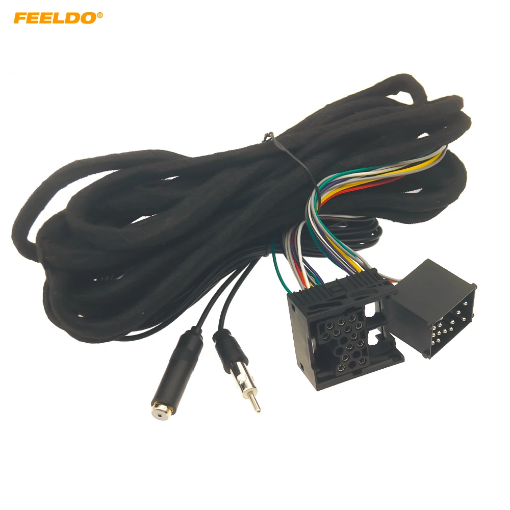 FEELDO Car Radio Stereo Wiring Harness Adapter Plug For BMW 3-series E46 5-series E39 X5(E53) Audio Power Wire Installation