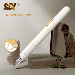 SDI 0444C Art Utility Knife ,30 Degree Anti Shake Precision Cutter 9mm Black Bldes Auto-Lock Design Professional 컷팅기 Stationery