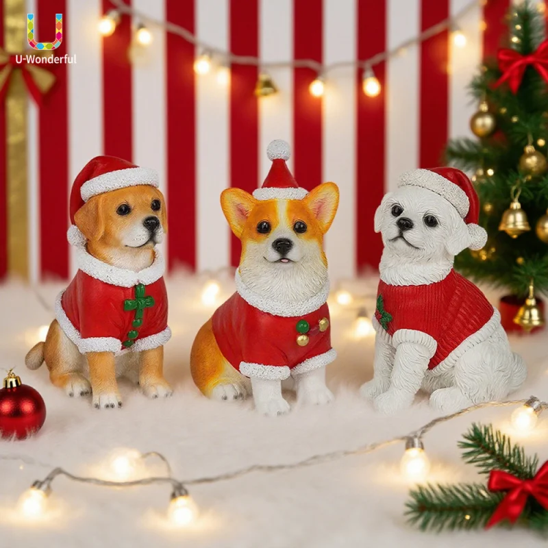 Cute Labrador Corgi Beagle Resin Statue Dress-Up Dog Home Decoration Handicrafts