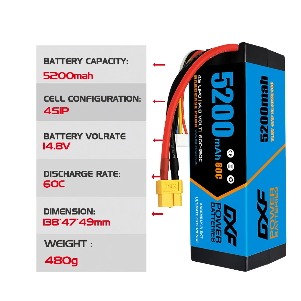 2PCS DXF Lipo 4S 14.8V 15.2V Battery 10000mah 9200mah 8400mah 8000mah 7000mah 6500mah 6200ma 5200mah Racing Serie With XT90 EC5