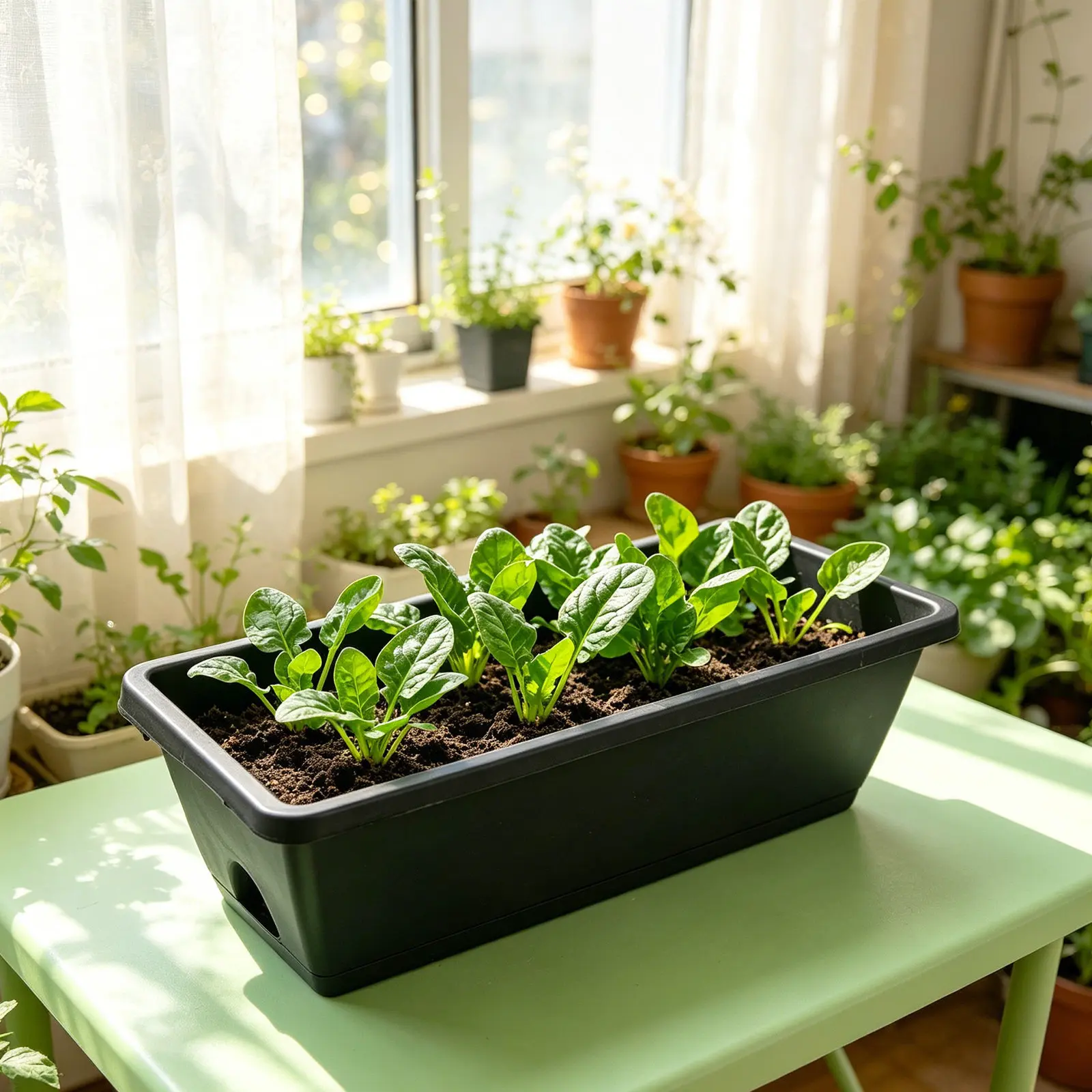 3Pcs Rectangular Window Boxes Resin Planters Dark Grey 16.9x7.1x5.12inch Drainage Holes Indoor Bonsai Succulents Home Garden