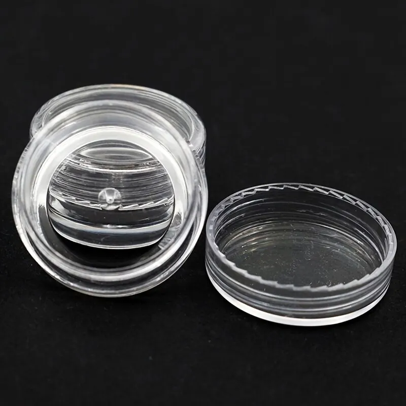 10/50/100 Teile/satz Transparente Kunststoff Schmuck Perlen Lagerung Box Kleine Unterseite Runde Container Gläser Make-Up Veranstalter lagerung Boxen – Detail 1
