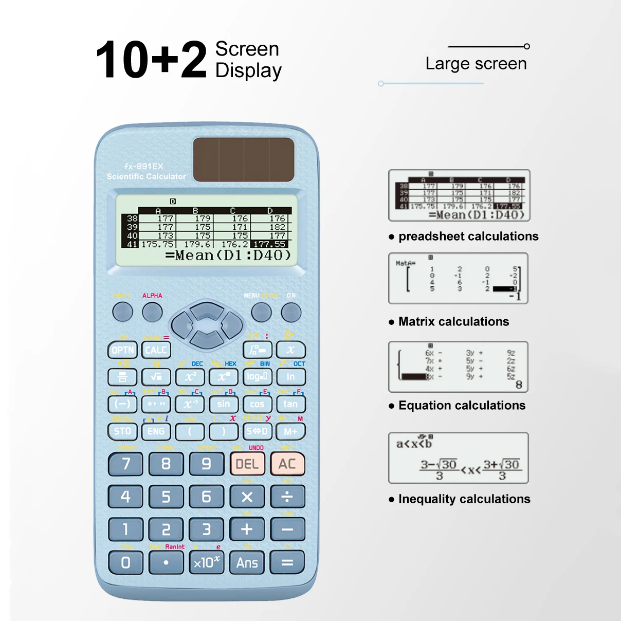 BLUE-FX-991EX - Scientific Calculator Battery Power Advanced, with 552 functions, suitable for school students and teachers