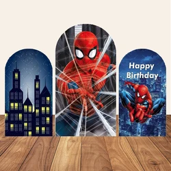 Superhero Arch Backdrop Cover Spider-Man for Boys Birthday Baby Shower Photography Background Party Decor Prop Elastic Fabric
