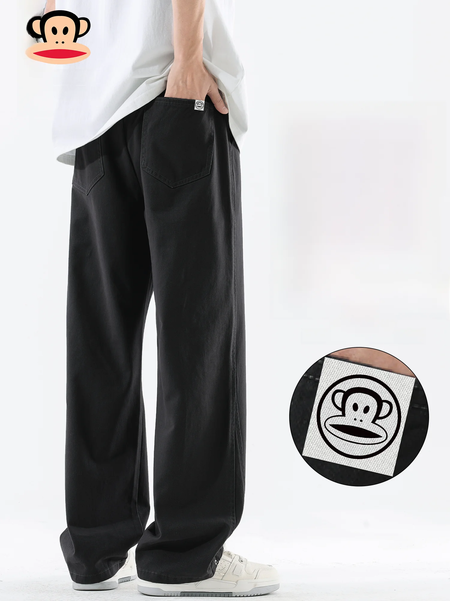 

Мужские повседневные прямые хлопковые брюки Paul Frank: новая весенняя коллекция, свободный крой, струящиеся, простые, удобные, дышащие