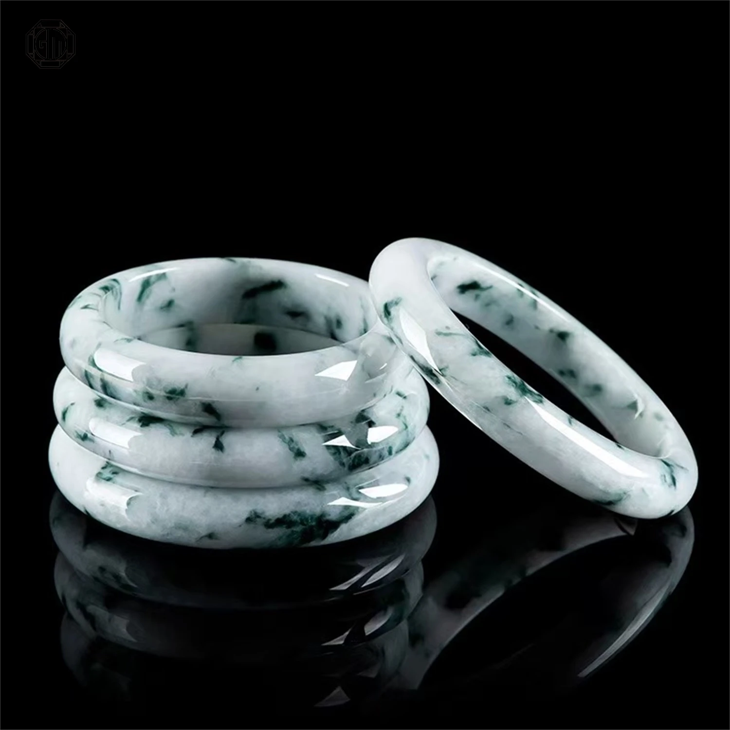 Natural Burma Grade A Jadeite Floating Flower Classic Round Peace Bangle Ice Translucent Women Gemstone Bracelet Jewelry Gift