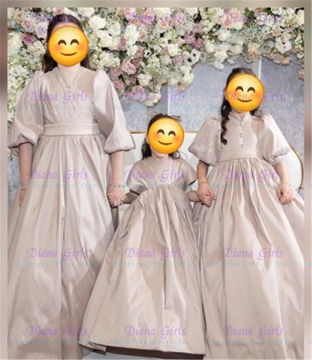 Holy Champagne Flower Girl Dress Satin Fluffy With Exquisite Pleated Design For Kids Wedding Birthday Party Evening Ball Gowns