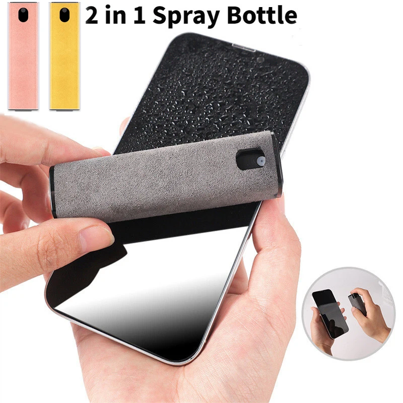 2 In 1 Phone Screen Cleaner Spray Computer Mobile Phone Screen Dust Remover Tool Microfiber Cloth For iPhone iPad Apple Polish