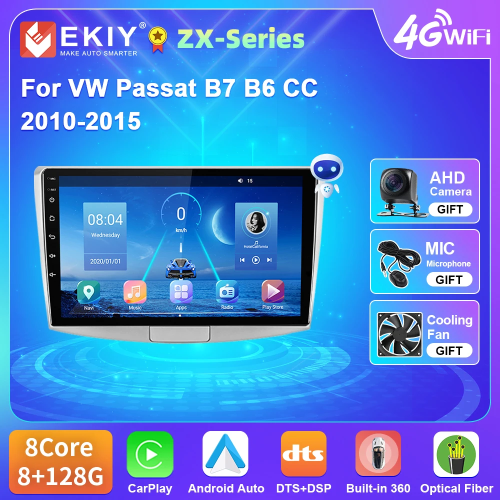 

EKIY T5 Android 10 For VW Volkswagen Passat B7 B6 CC 2010-2015 Car Radio Video Player DSP 4G WIFI BT Carplay Auto GPS No DVD