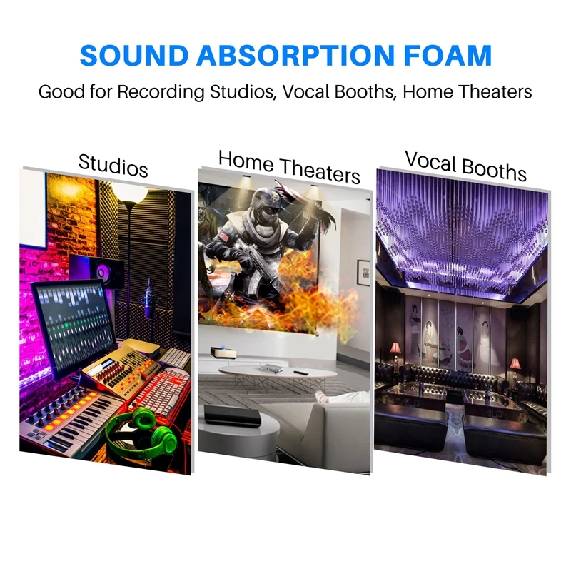 12 Pcs Acoustic Foam Panels,Soundproofing Panel Beveled Edge Sound Panels, Acoustic Treatment Used In Home&Offices Wall