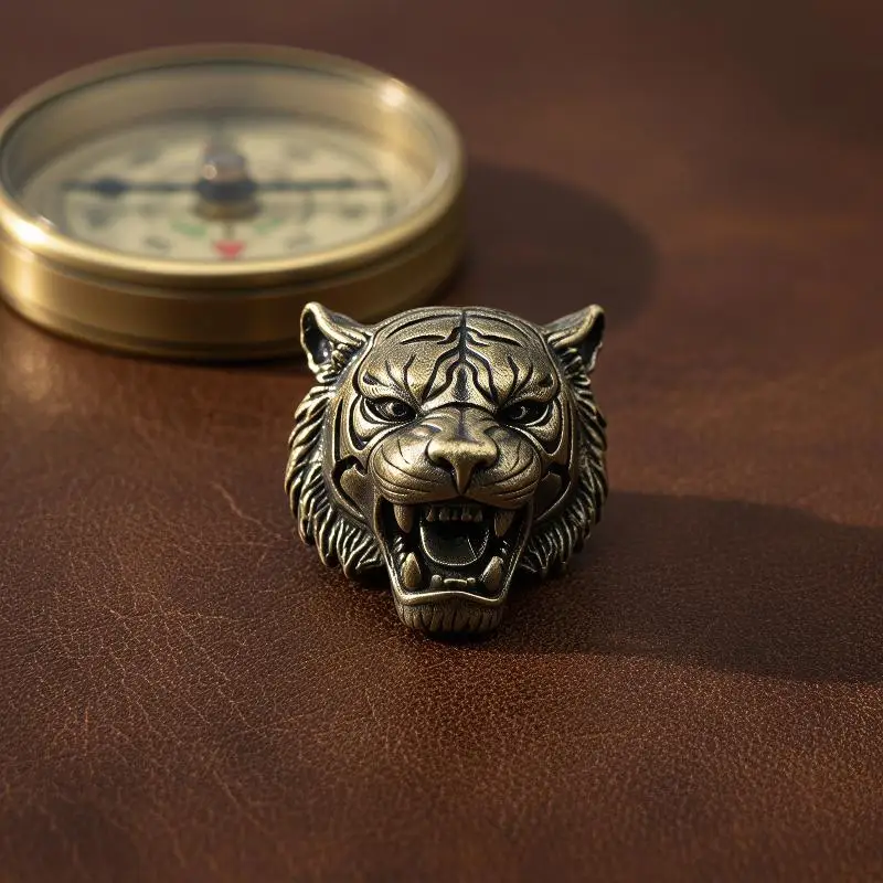 Cuentas de Latón con Forma de Cabeza de Lobo para Cuchillos, Accesorios EDC para Exteriores, Cuerda de Paracord, Cuerda de Paraguas, Cuentas para DIY, Colgante para Cordón, Amuleto para Pulsera, Suministros para Fabricación de Joyas