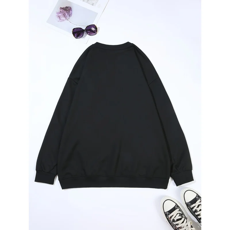 Women Crew Neck Sweatshirt, Christmas Black Cat 