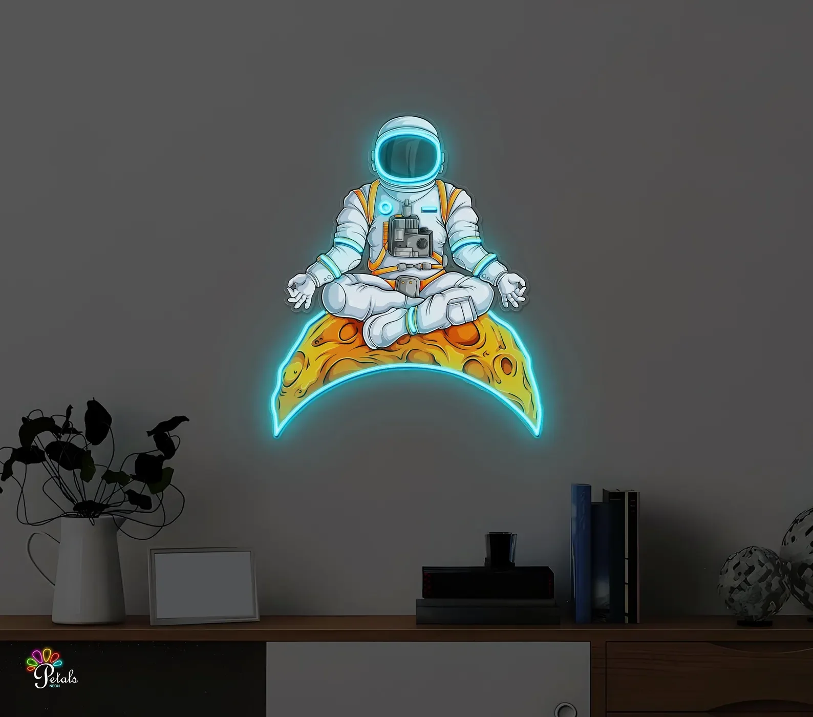 Meditating Astronaut Neon Sign , Yoga Astronaut LED Pop Art, Zen Space Wall Decor,Gift for Him