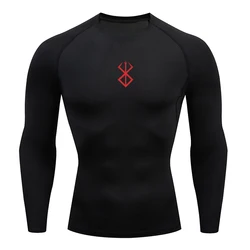 Men's Bodybuilding Long Sleeve Compression Shirt Man Breathable Compression Shirt Quick Dry Workout Muscle Tight Shirts for Men