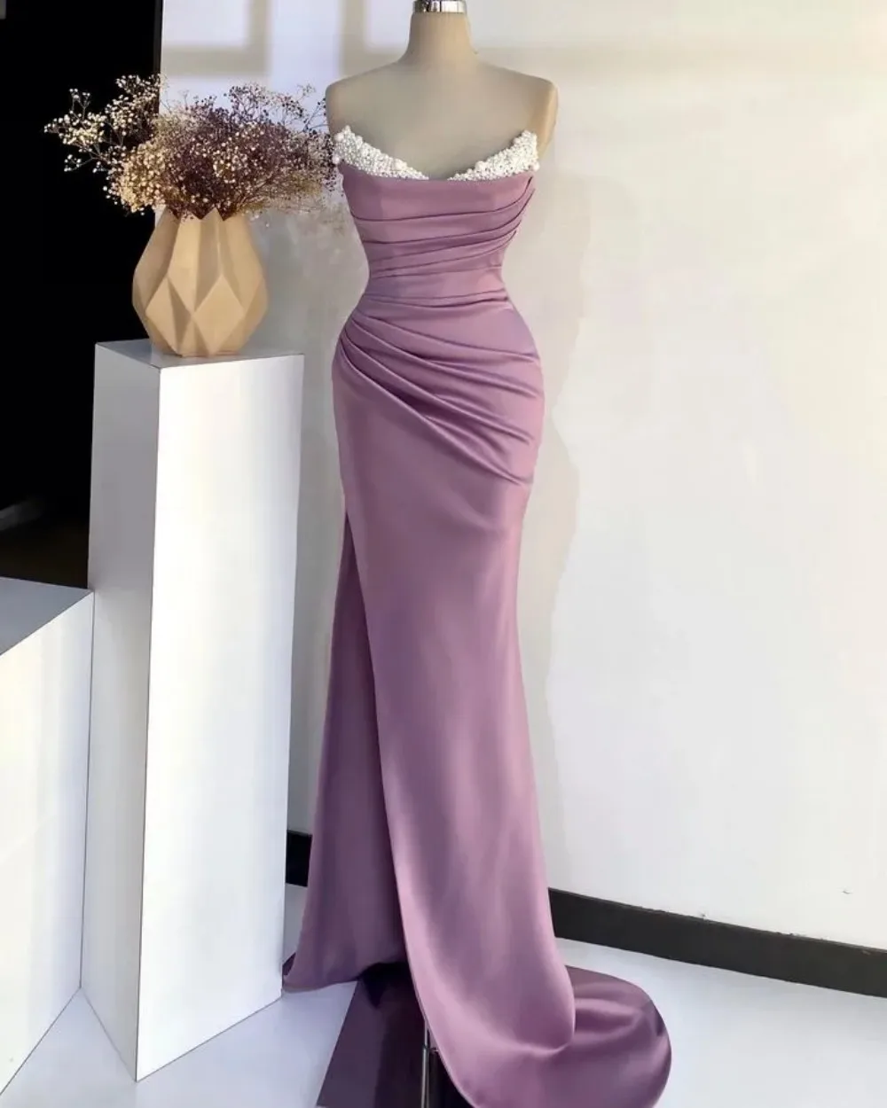 

2024 Mermaid Evening Dresses For Women Sweetheart Pearls Beaded Floor Length Wear Speical Occasion Prom Dress Custom فساتين سهرة