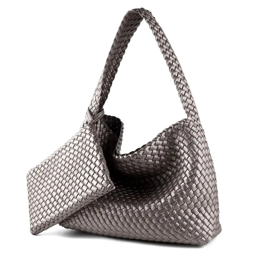 

Веганская кожаная сумка-тоут ручной работы, модная универсальная сумка для подмышек с кошельком, мягкая летняя сумка-тоут-хобо