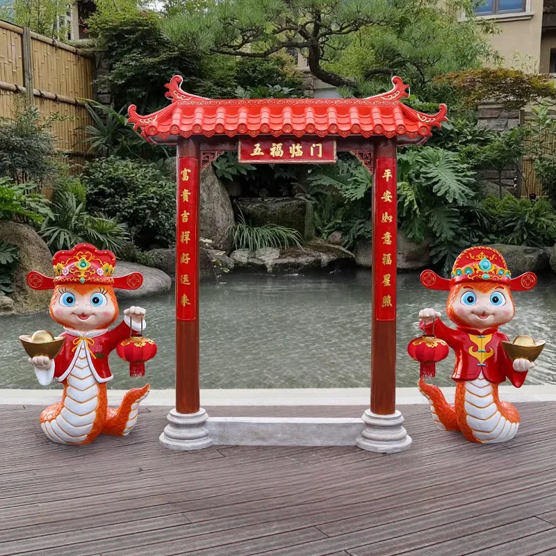New Year's Realistic Snake Fiberglass Sculpture Spring Festival New Year's Day Outdoor Garden Scenic Area