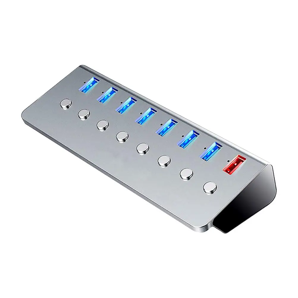 

7 Port 3.0 Hub 1 Charging Red Ports Data Transfer Compact Portable Business Travel USB Splitter 2.4A Max Current Power