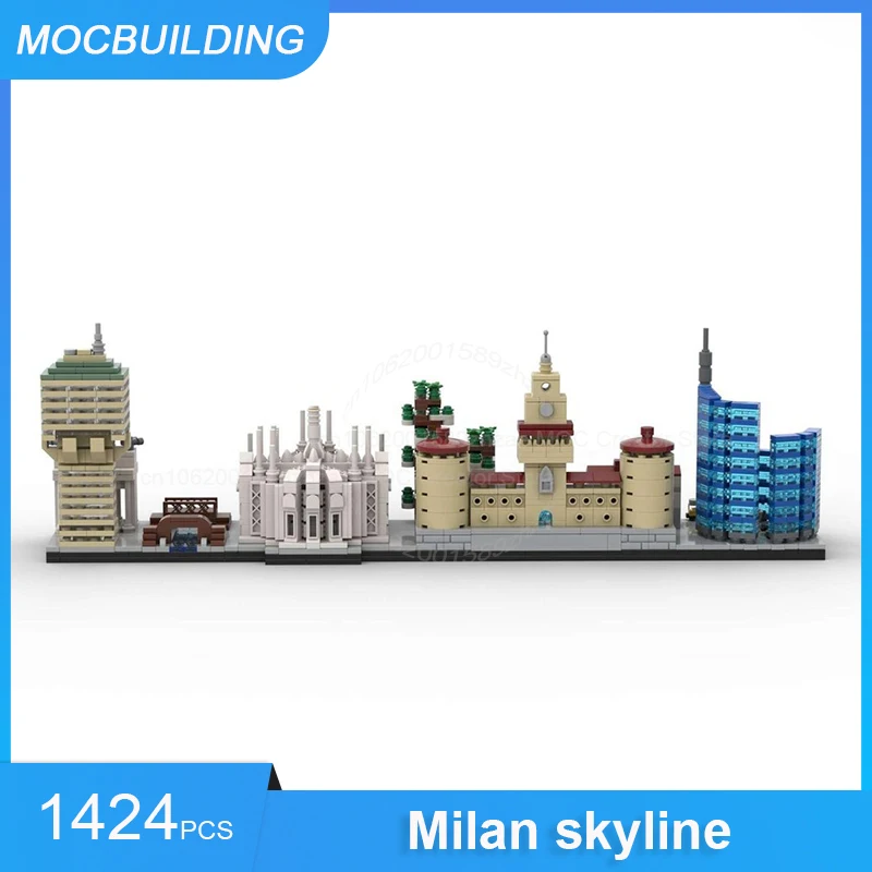 MOC Bouwstenen Milan Skyline Model DIY Monteren Bakstenen Architectuur Display Stad Uitzicht Collectie Kerst Speelgoed Geschenken 1424PCS